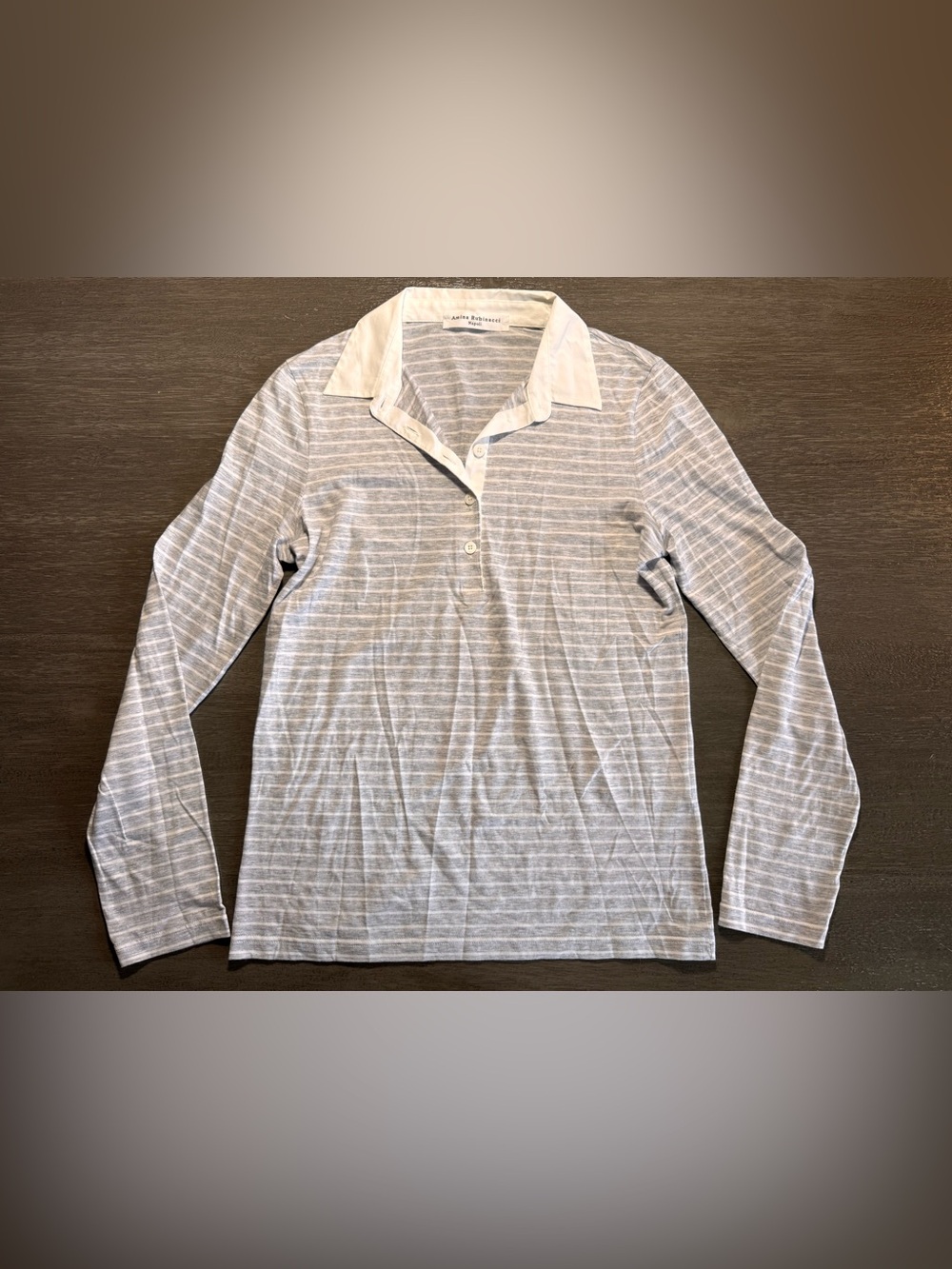 Amina Rubinacci Napoli Designer Long Sleeve Striped Polo Shirt XS 40 Cotton